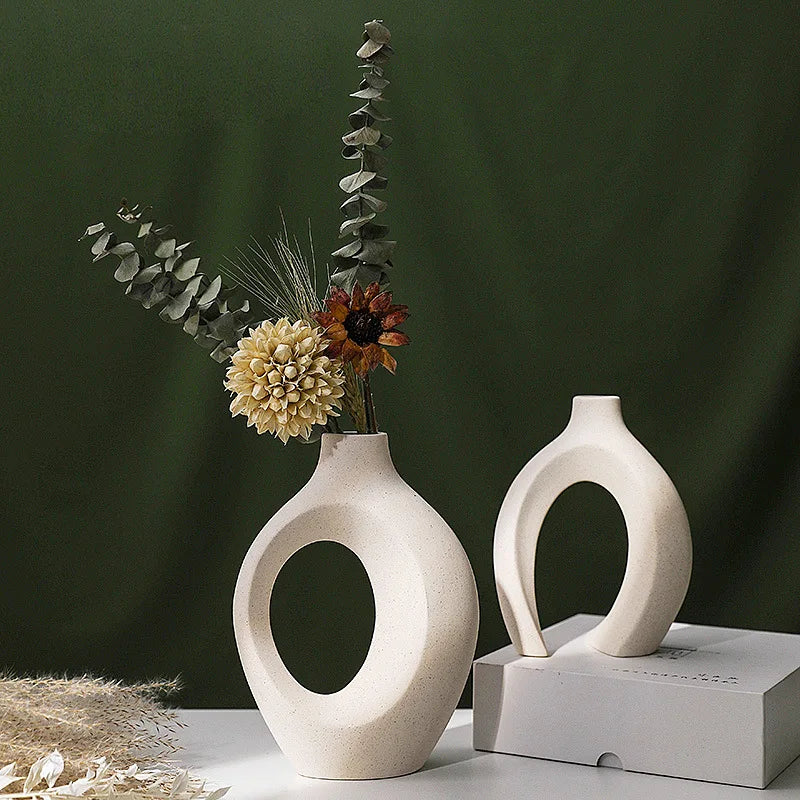 Modern Boho Hollow Ceramic Vase Set – Perfect Home Accessories for Stylish Home Décor Sale