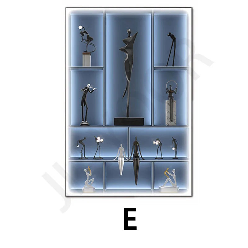 Modern LED Wall Art with Figures - Multi-Panel Decorative Lighting for Elegant Interiors