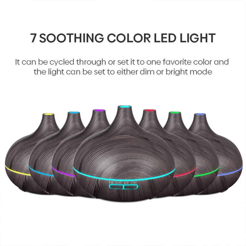 Aromatherapy Essential Oil Diffuser 500ml | Ultrasonic Humidifier with 7-Color LED & Remote – Perfect Home Accessories for Interior Design Accents