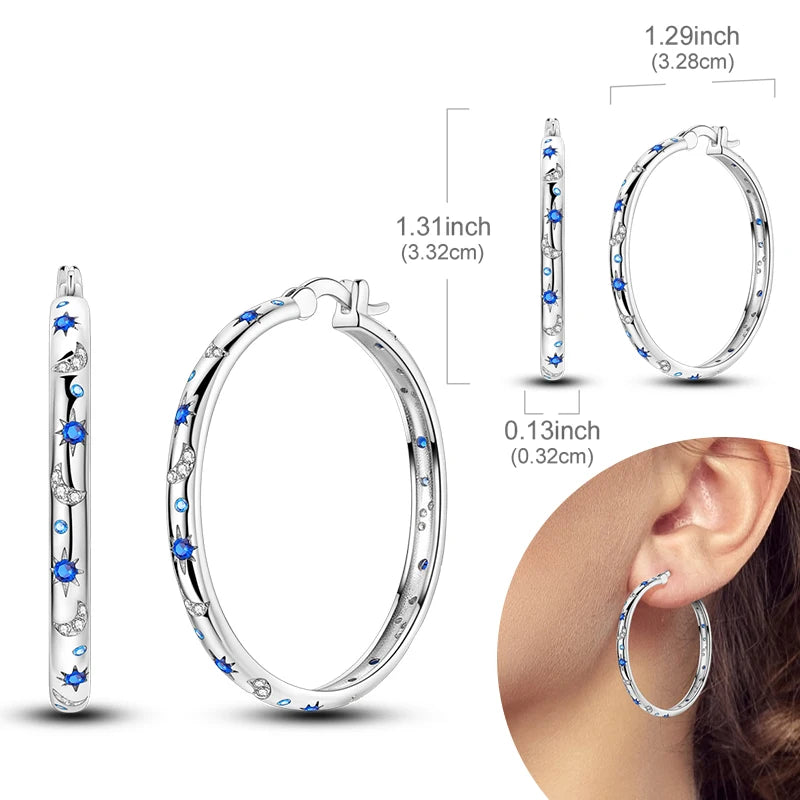 925 Sterling Silver Hoops Earrings Hypoallergenic Hoops Earrings With Zirconia Fashion High Quality Jewelry for Women Girls
