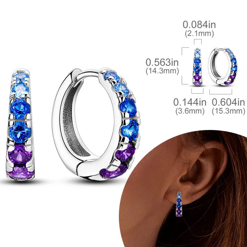 925 Sterling Silver Hoops Earrings Hypoallergenic Hoops Earrings With Zirconia Fashion High Quality Jewelry for Women Girls