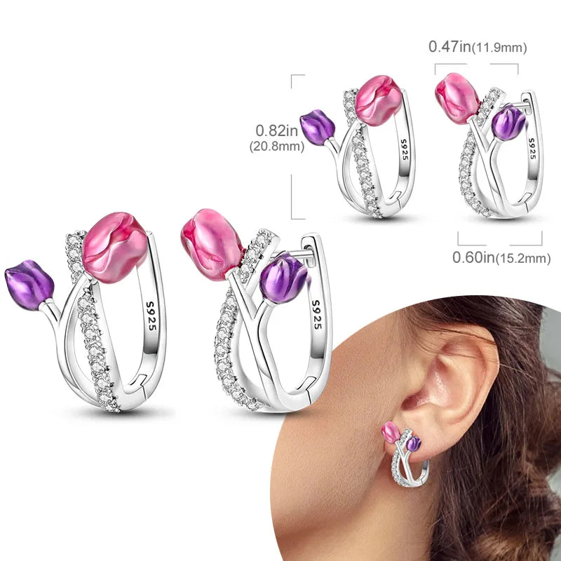 925 Sterling Silver Hoops Earrings Hypoallergenic Hoops Earrings With Zirconia Fashion High Quality Jewelry for Women Girls