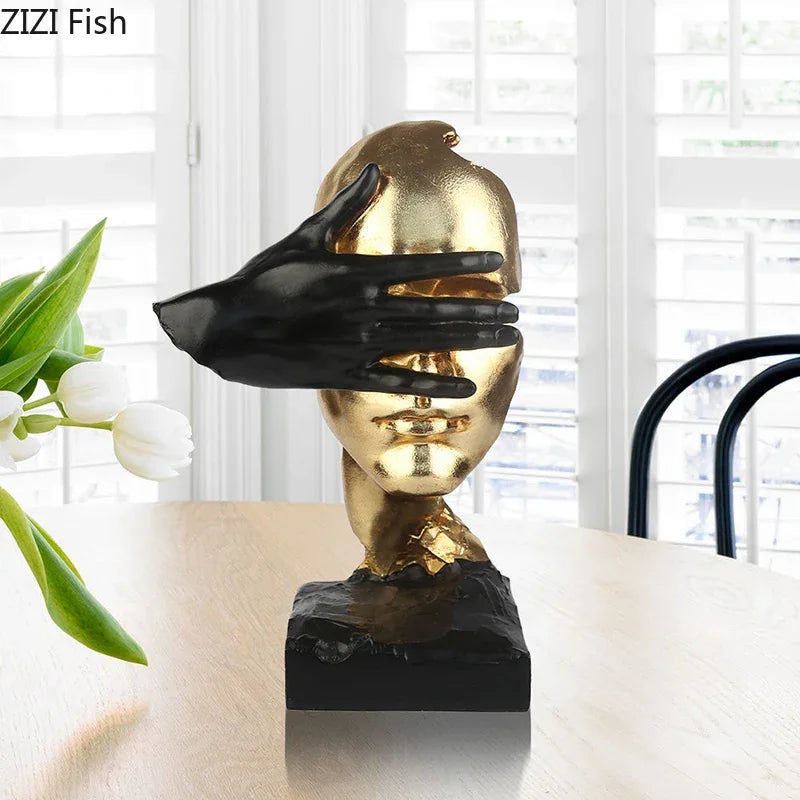 Silent Is Gold Resin Sculpture – Elegant Home Accessories for Modern Interior Design Accents | Free Worldwide Shipping!
