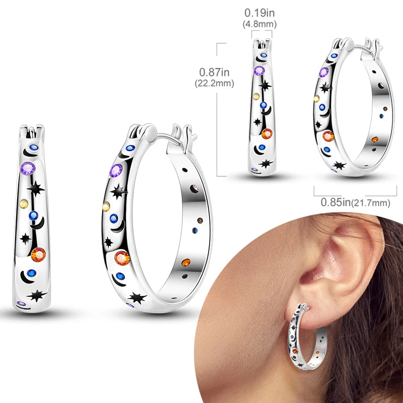 925 Sterling Silver Hoops Earrings Hypoallergenic Hoops Earrings With Zirconia Fashion High Quality Jewelry for Women Girls
