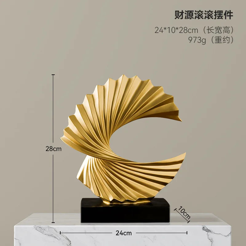 Modern Decor Abstract Sculpture | Home Accessories Sale | Interior Design Accents | Golden Art Statue for Home Decor