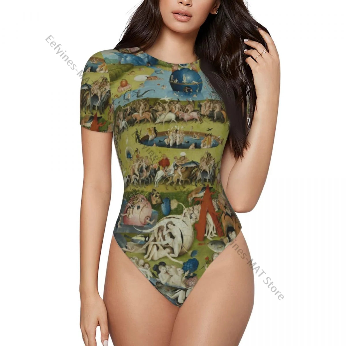 Woman Slim Bottoming Jumpsuit The Garden Of Earthly Delights Female Short Jumpsuit Bodysiut Sexy Clothes