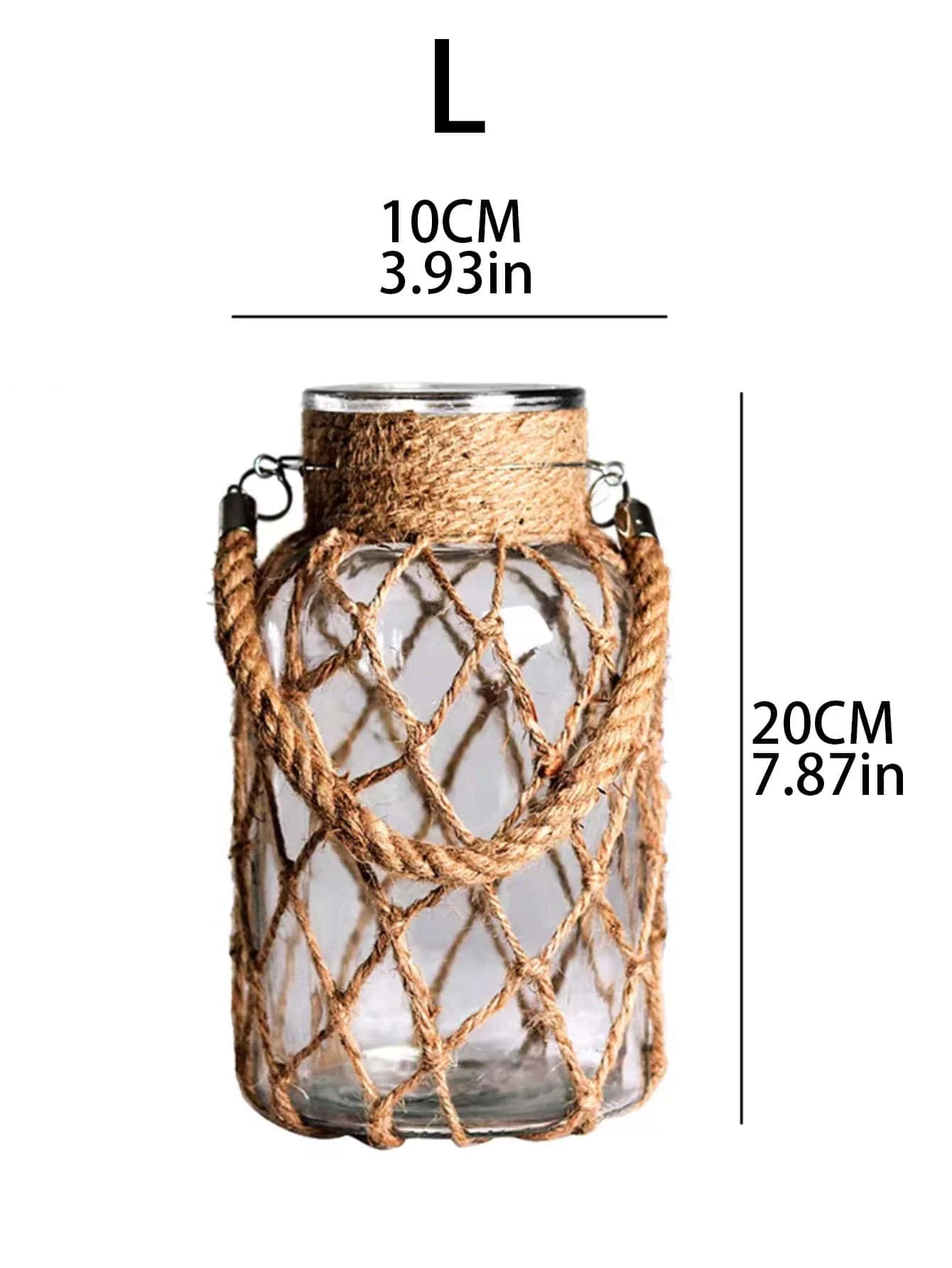 Hand Woven Hemp Rope Glass Vase โ Boho Home Accessories for Modern Living Room Decor