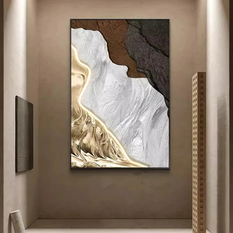 Modern Abstract LED Wall Art - Illuminated Multi-Panel Canvas for Luxurious Interiors