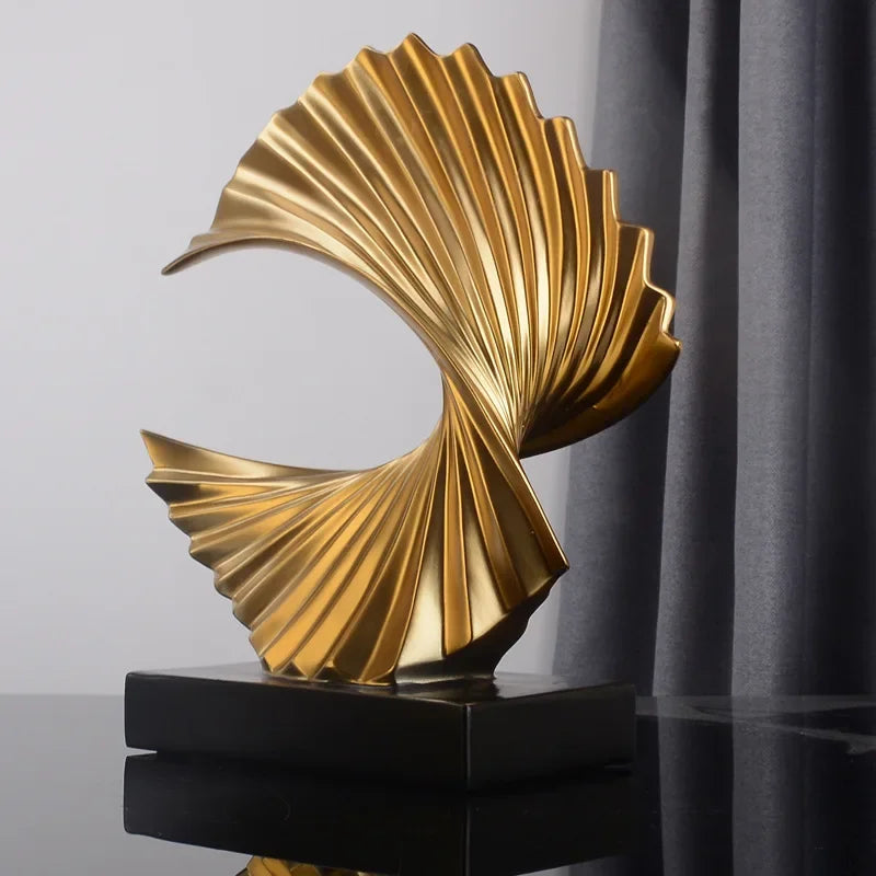 Modern Decor Abstract Sculpture | Home Accessories Sale | Interior Design Accents | Golden Art Statue for Home Decor