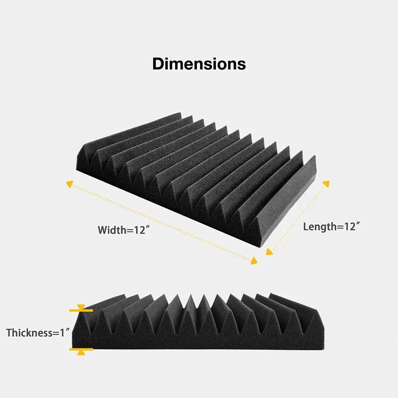 Studio Acoustic Foam Panels – 72-Pack Wedge Soundproof Tiles for Superior Noise Control