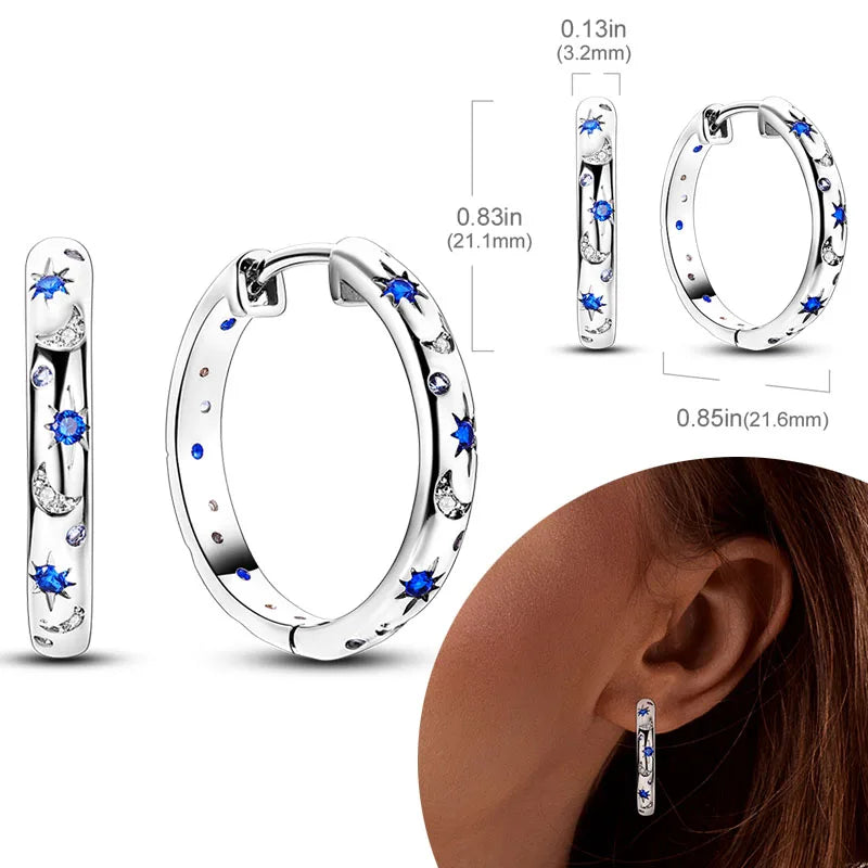 925 Sterling Silver Hoops Earrings Hypoallergenic Hoops Earrings With Zirconia Fashion High Quality Jewelry for Women Girls