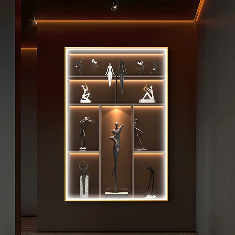 Modern LED Wall Art with Figures - Multi-Panel Decorative Lighting for Elegant Interiors