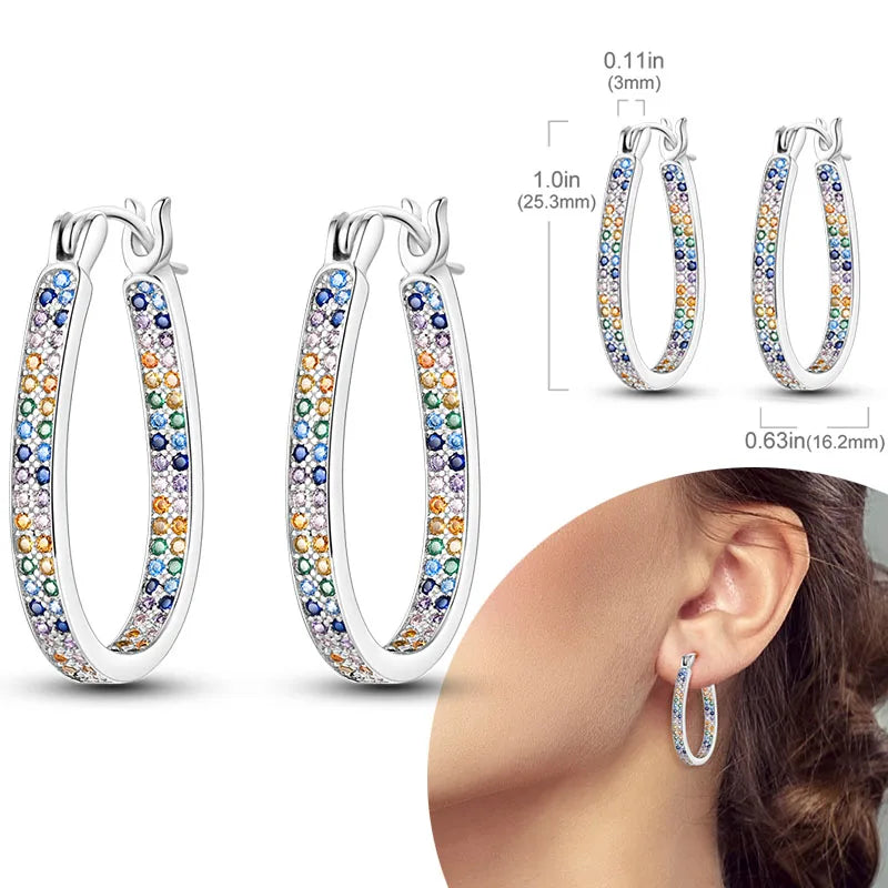 925 Sterling Silver Hoops Earrings Hypoallergenic Hoops Earrings With Zirconia Fashion High Quality Jewelry for Women Girls
