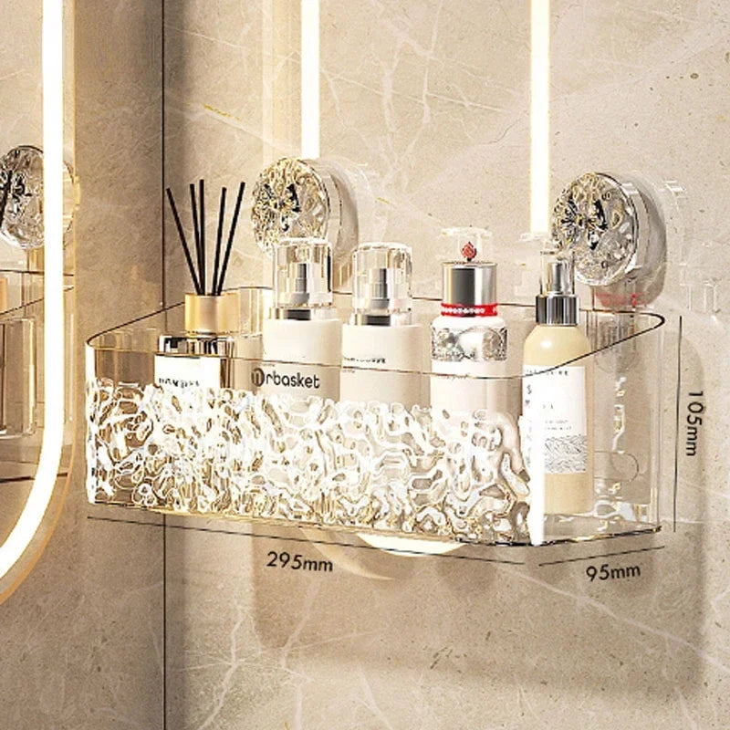 Home Décor Sale: Easy-Install Shower Suction Cup Shelf | Bathroom Organizer for Home Accessories and Interior Design Accents