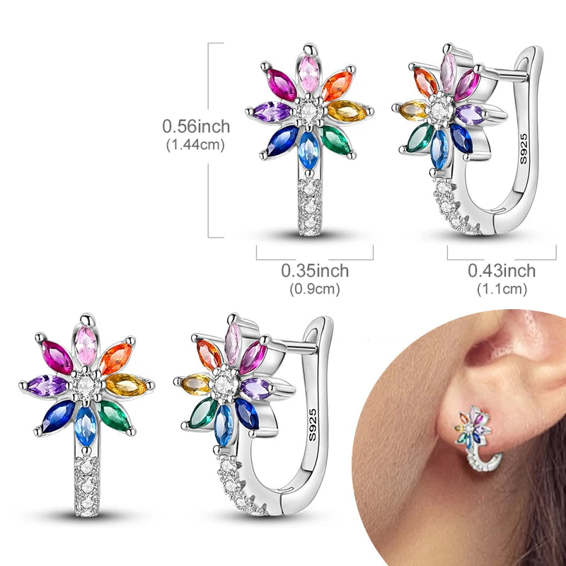 925 Sterling Silver Hoops Earrings Hypoallergenic Hoops Earrings With Zirconia Fashion High Quality Jewelry for Women Girls