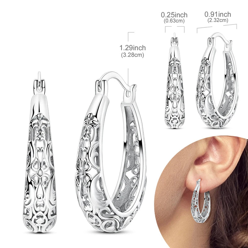 925 Sterling Silver Hoops Earrings Hypoallergenic Hoops Earrings With Zirconia Fashion High Quality Jewelry for Women Girls