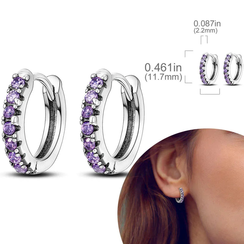 925 Sterling Silver Hoops Earrings Hypoallergenic Hoops Earrings With Zirconia Fashion High Quality Jewelry for Women Girls