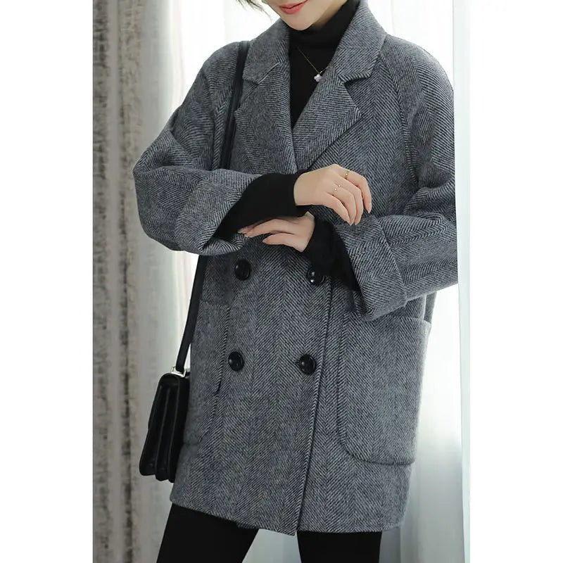 Cotton Padded Woolen Coat Women's Autumn and Winter New High-End