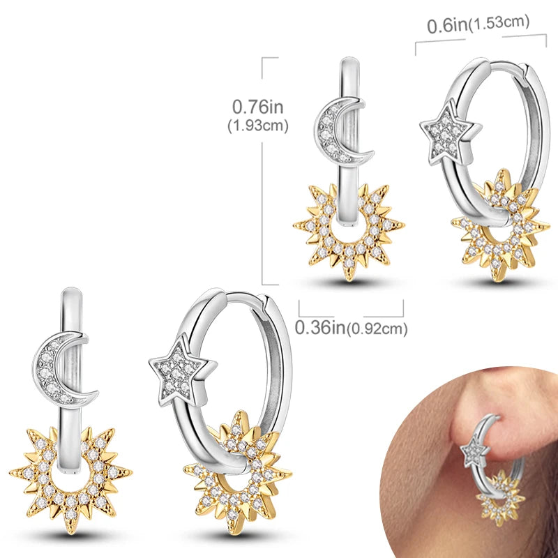 925 Sterling Silver Hoops Earrings Hypoallergenic Hoops Earrings With Zirconia Fashion High Quality Jewelry for Women Girls