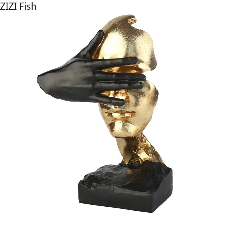 Silent Is Gold Resin Sculpture – Elegant Home Accessories for Modern Interior Design Accents | Free Worldwide Shipping!