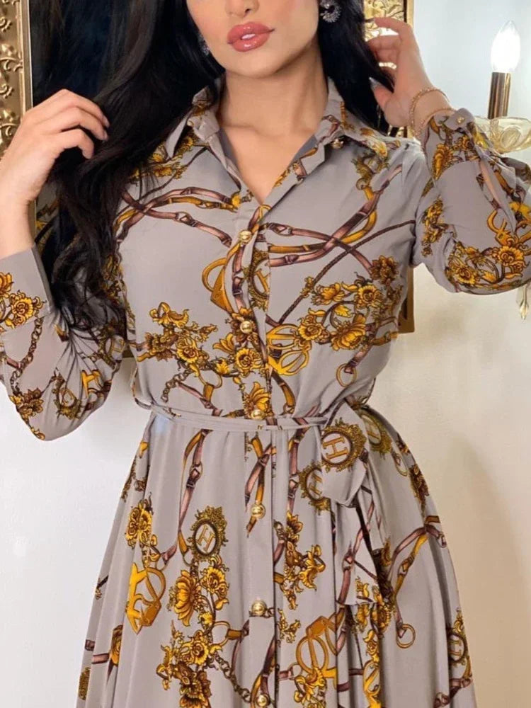 Muslim Abaya Dress Women Ramadan Print Shirt Dresses Autumn Turkey Islamic Vestidos Elegant India Moroccan Kaftan Arab 2025