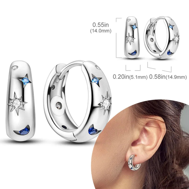 925 Sterling Silver Hoops Earrings Hypoallergenic Hoops Earrings With Zirconia Fashion High Quality Jewelry for Women Girls