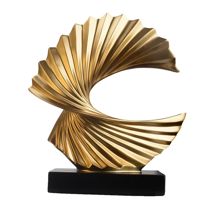 Modern Decor Abstract Sculpture | Home Accessories Sale | Interior Design Accents | Golden Art Statue for Home Decor