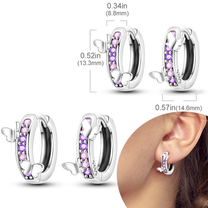 925 Sterling Silver Hoops Earrings Hypoallergenic Hoops Earrings With Zirconia Fashion High Quality Jewelry for Women Girls