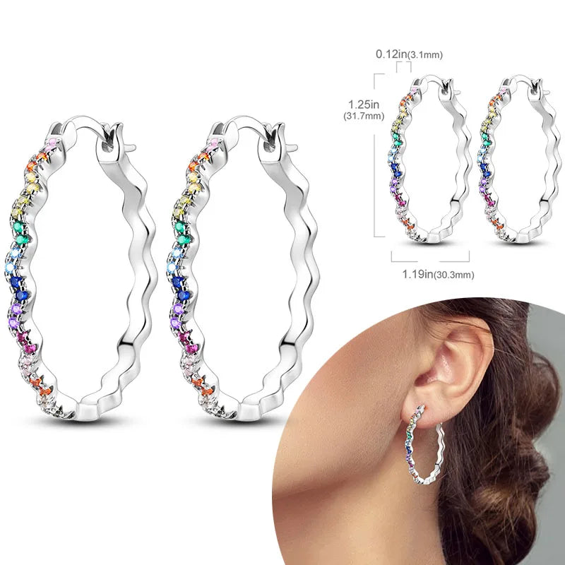 925 Sterling Silver Hoops Earrings Hypoallergenic Hoops Earrings With Zirconia Fashion High Quality Jewelry for Women Girls