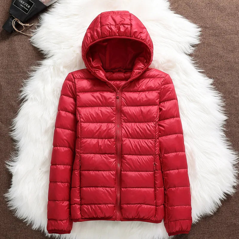 15 Colors Women Hooded Puffer Jackets 2023 New Spring Winter 90% White Duck Down Female Coats Ultralight Packable Casual Parkas