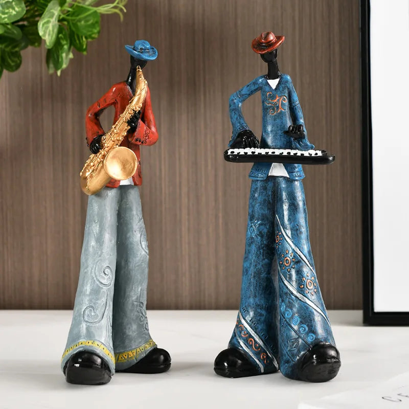 Creative American Band Sculpture Home Decor Sale Musical Resin Statue for Interior Design Accents and Panel Art Home Accessories