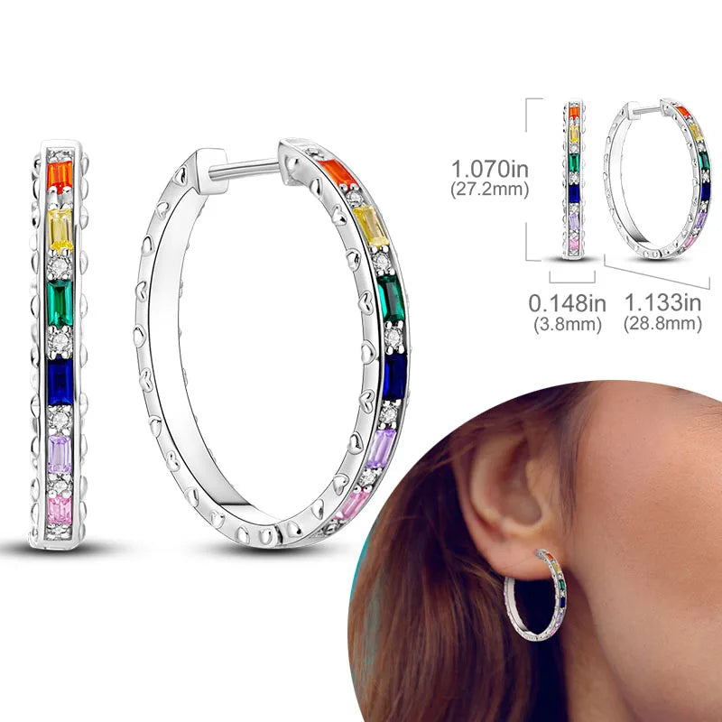 925 Sterling Silver Hoops Earrings Hypoallergenic Hoops Earrings With Zirconia Fashion High Quality Jewelry for Women Girls