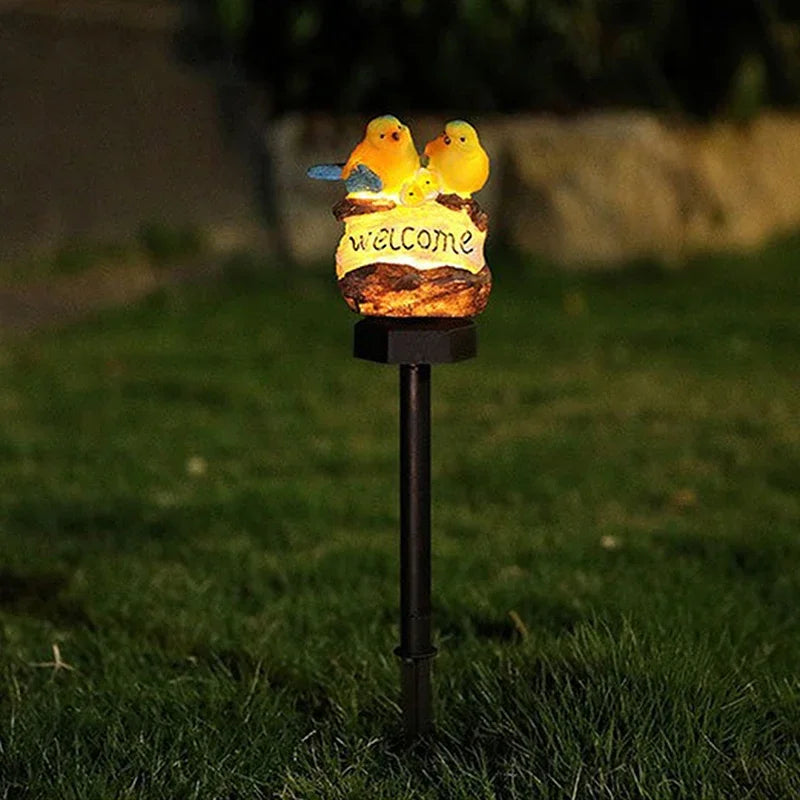 Solar Bird Style Lawn Lights โ Waterproof Resin LED Lamps for Outdoor Garden Decor