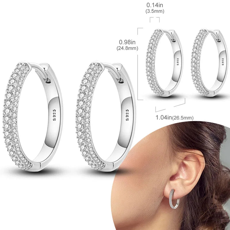 925 Sterling Silver Hoops Earrings Hypoallergenic Hoops Earrings With Zirconia Fashion High Quality Jewelry for Women Girls
