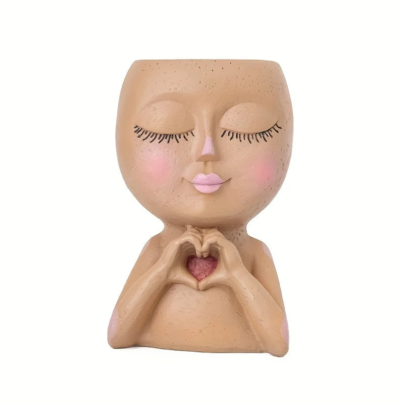 Transform Your Space with the Girls Face Flower Planter - A Unique Home Accent!