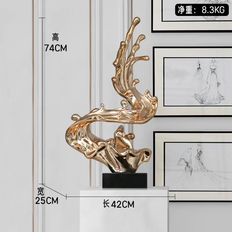 Luxury Spray Large Statue Modern Figurine Nordic Creative Gold Sculpture