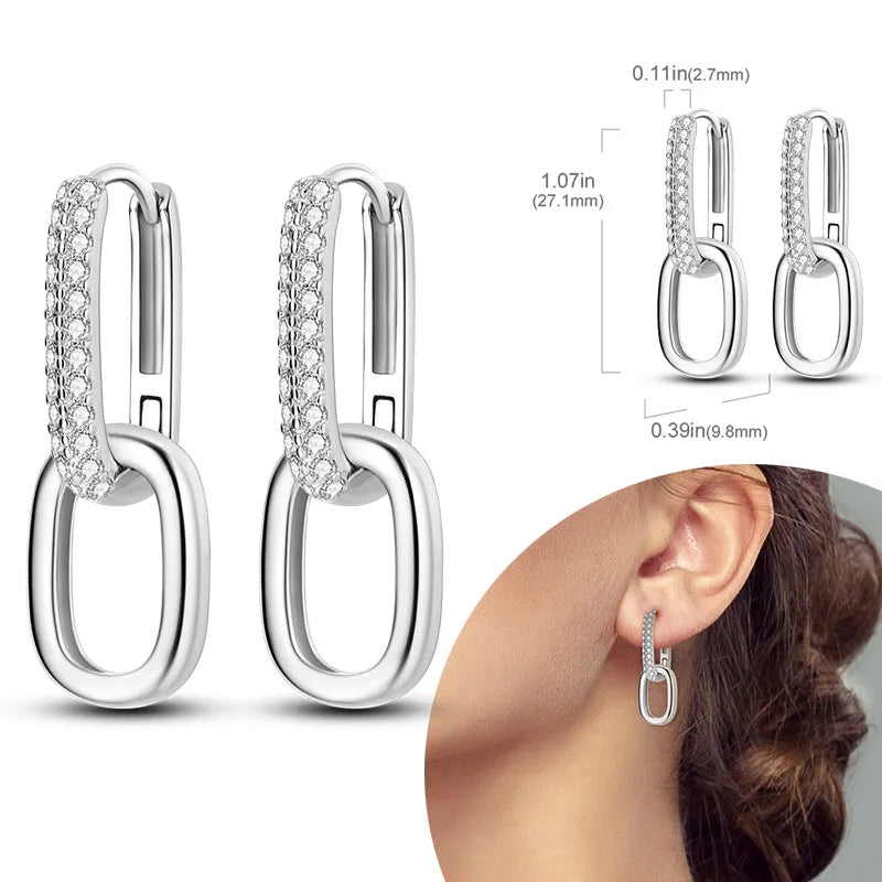 925 Sterling Silver Hoops Earrings Hypoallergenic Hoops Earrings With Zirconia Fashion High Quality Jewelry for Women Girls