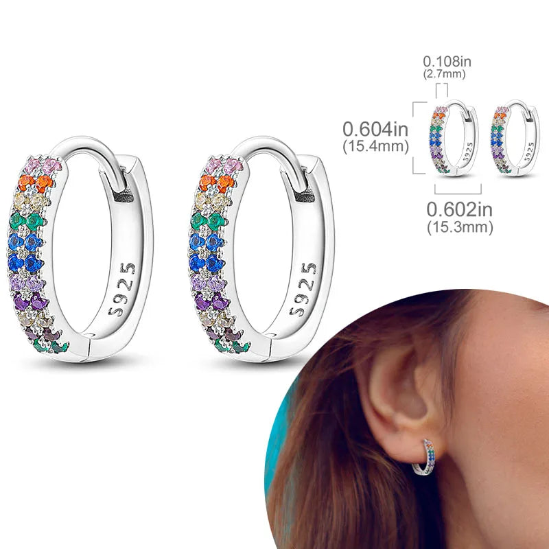 925 Sterling Silver Hoops Earrings Hypoallergenic Hoops Earrings With Zirconia Fashion High Quality Jewelry for Women Girls
