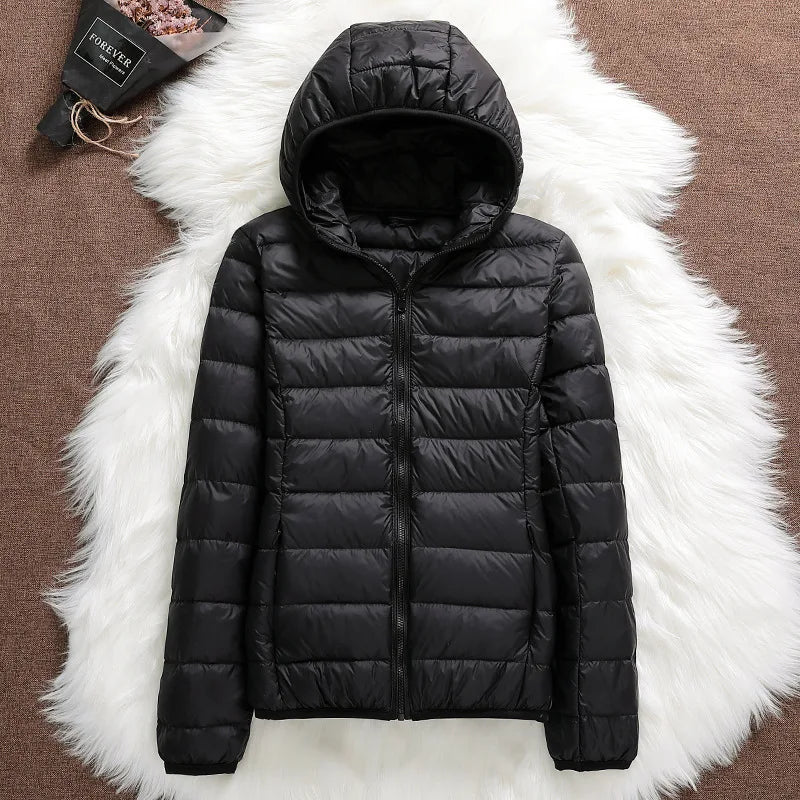 15 Colors Women Hooded Puffer Jackets 2023 New Spring Winter 90% White Duck Down Female Coats Ultralight Packable Casual Parkas