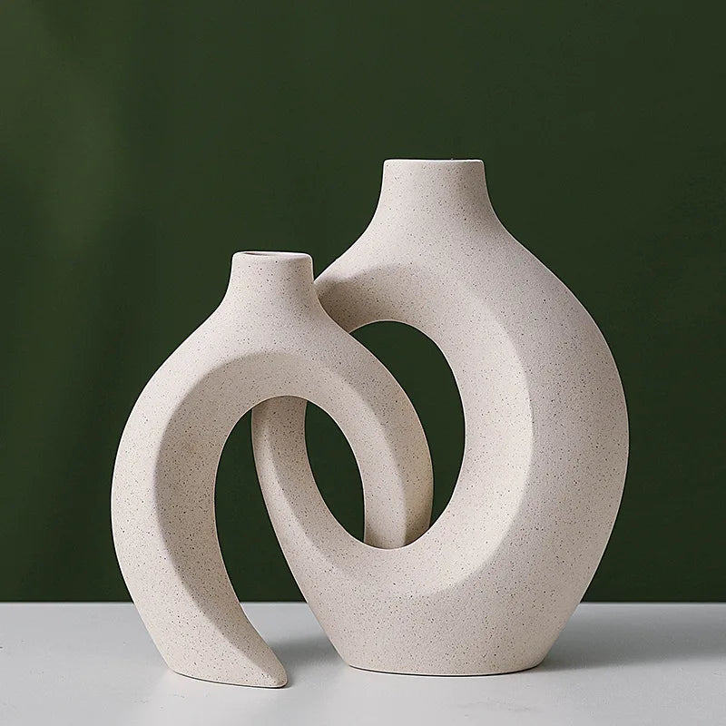 Modern Boho Hollow Ceramic Vase Set – Perfect Home Accessories for Stylish Home Décor Sale