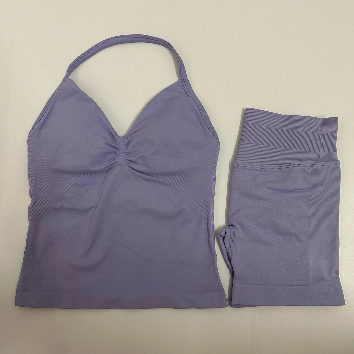 2 Pieces Women Yoga Set Seamless Yoga Longline Strappy Tank Top Scrunch Sports Shorts Gym Clothes Woman Summer Workout Outfit