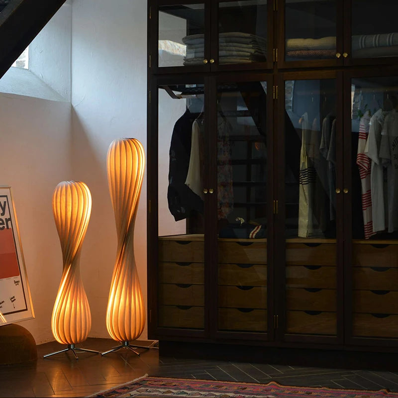 Illuminate Your Space with Elegance: 2023 Wabi Sabi Wooden Floor Lamp - Perfect Home Accessory!