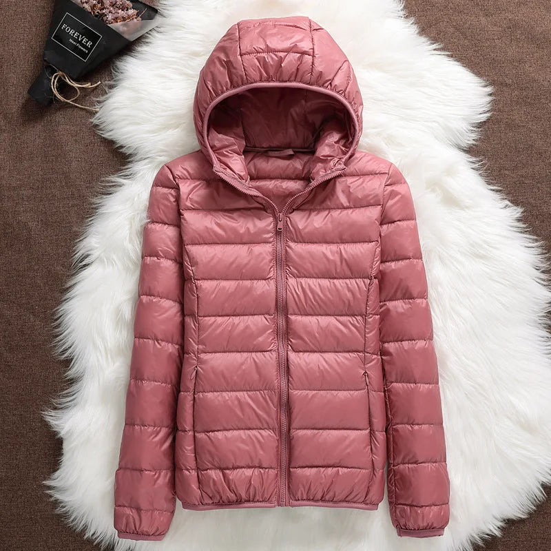 15 Colors Women Hooded Puffer Jackets 2023 New Spring Winter 90% White Duck Down Female Coats Ultralight Packable Casual Parkas