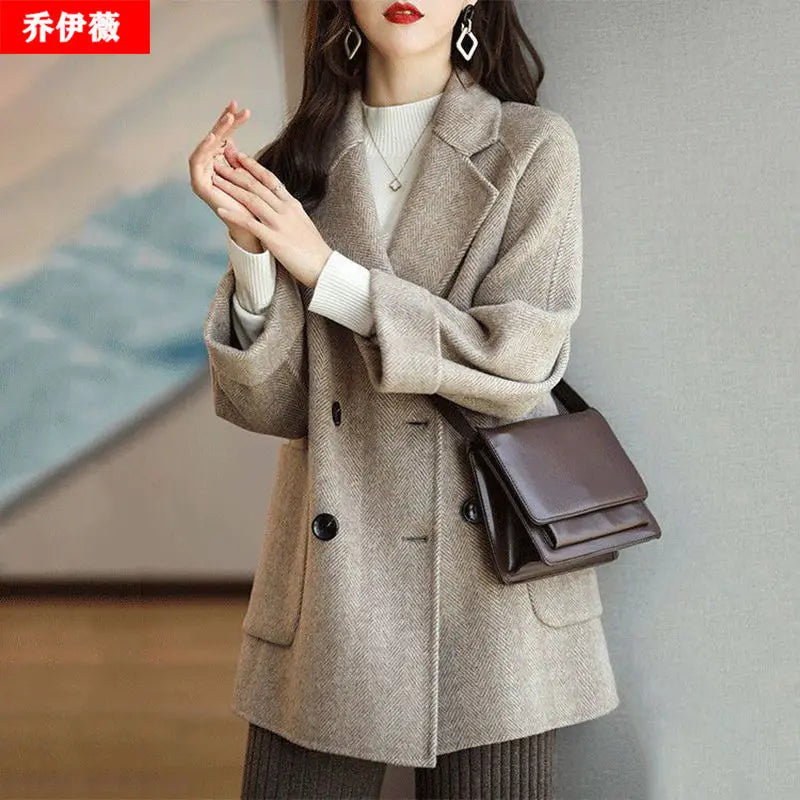 Cotton Padded Woolen Coat Women's Autumn and Winter New High-End