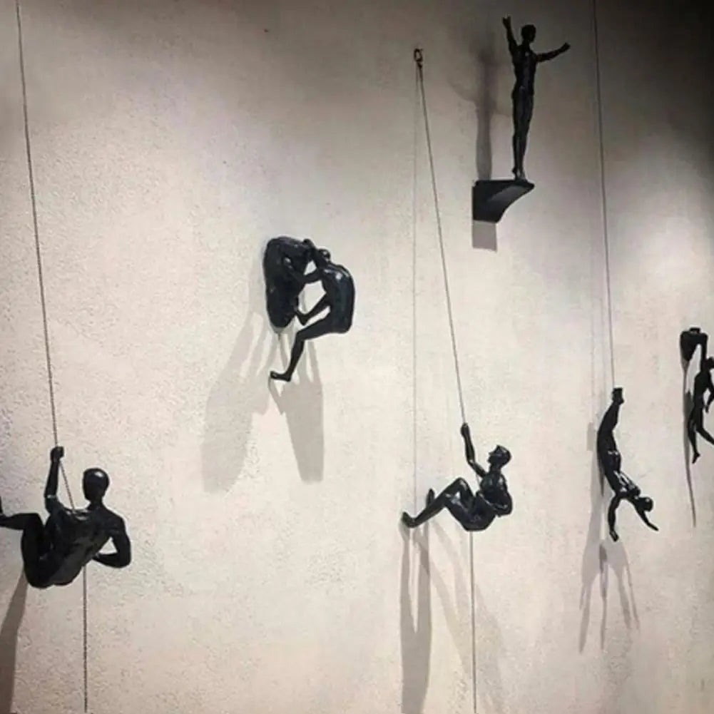 Transform Your Space with Athlete Rock Climbing Man Resin Wall Sculpture - Unique Home Decor