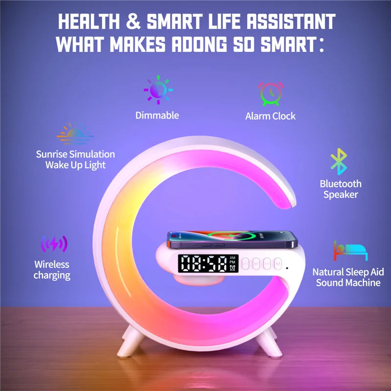Multifunctional Wireless Charging Dock with Speaker and RGB Night Lamp: Your Home Accessories Upgrade
