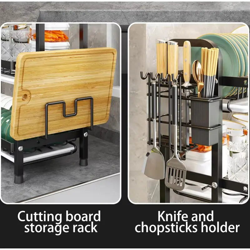 Eco-Friendly 2-Tier Dish Drying Rack โ Rust-Proof Kitchen Solution | Home Accessories Sale