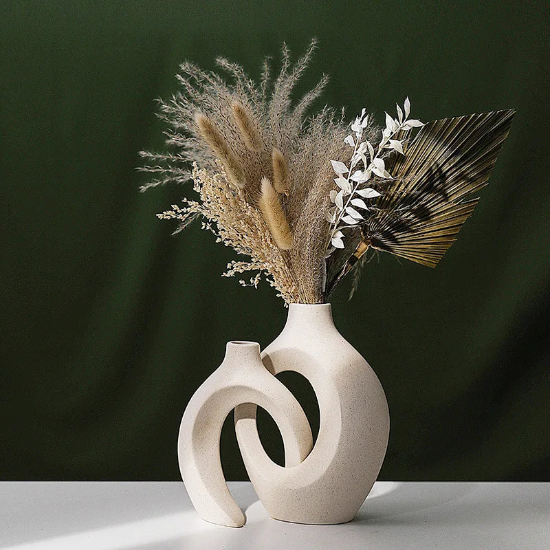 Modern Boho Hollow Ceramic Vase Set – Perfect Home Accessories for Stylish Home Décor Sale