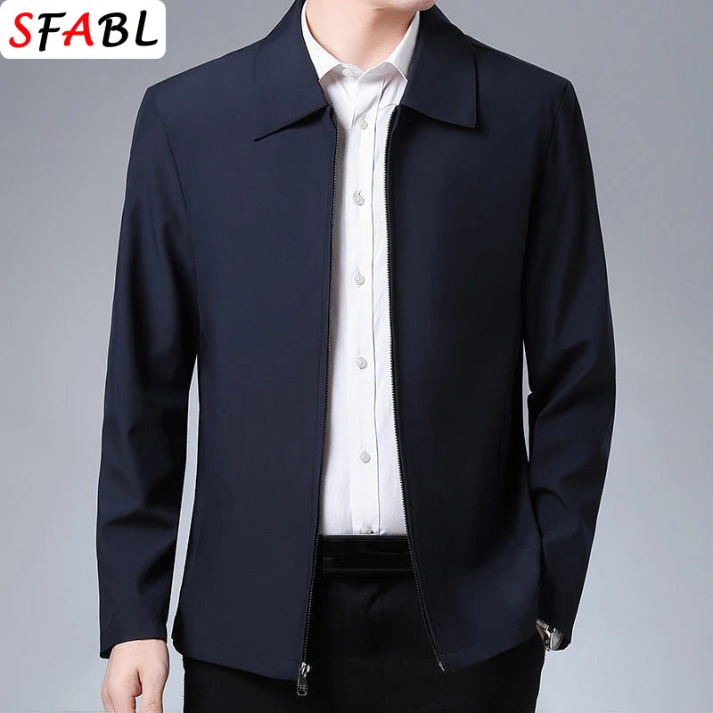 Thin Solid Color Social Jackets for Men Causal Business Jacket Men Quality Formal Office Dress Jacket Coat Male Autumn Spring