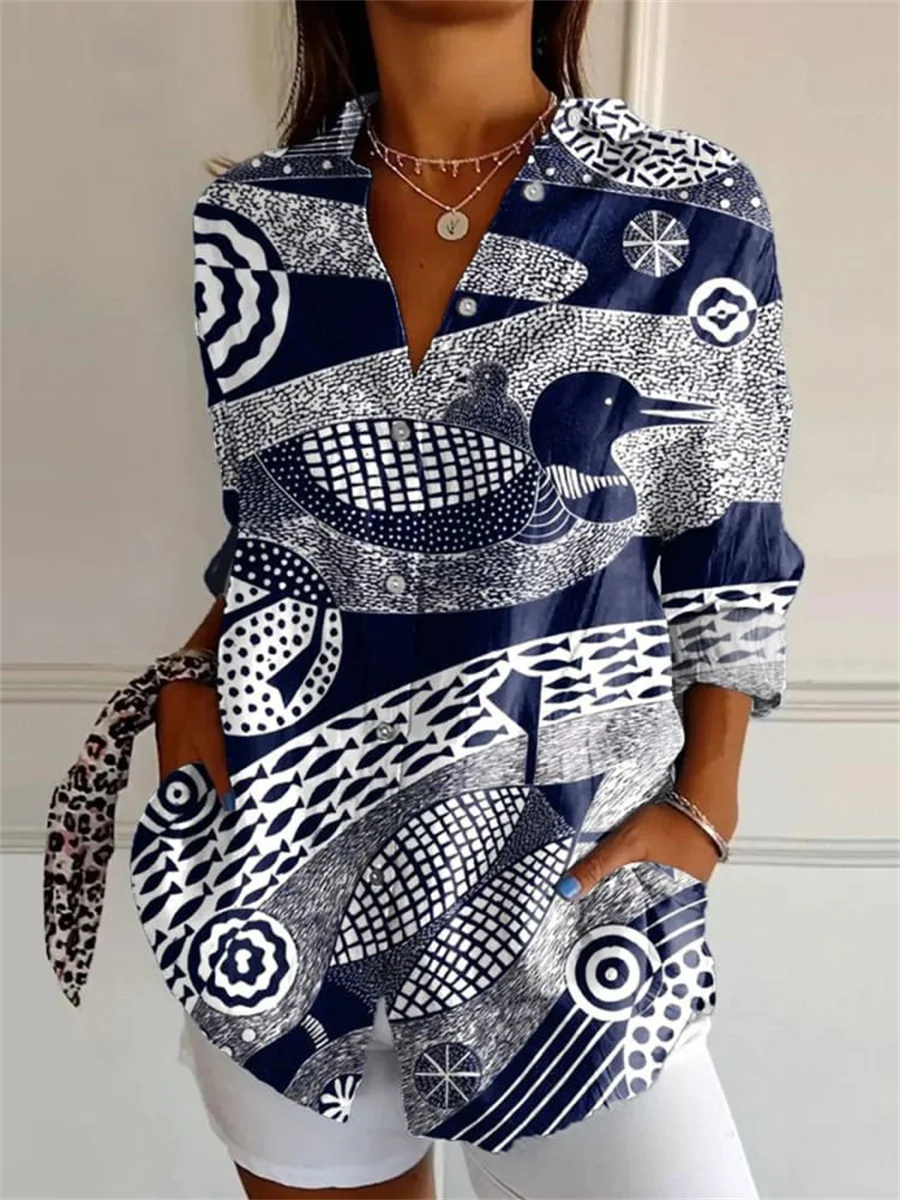 Women's Shirts and Tops Elegant Floral Shirt Octopus 3D Printing High Quality Long Sleeve Fashion Plus Size Women's Shirts